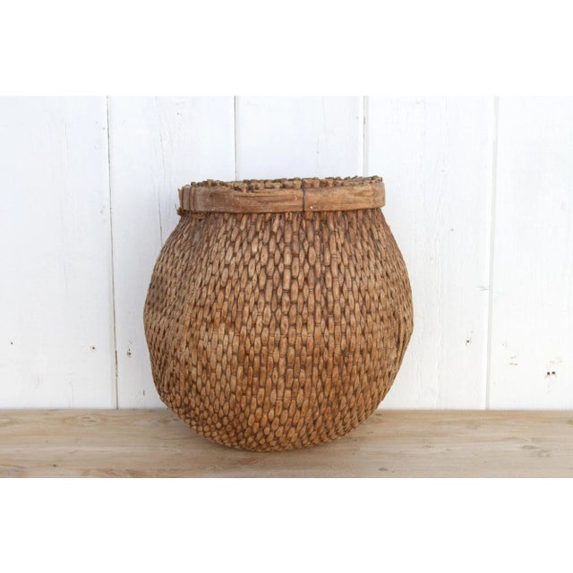 Antique Woven Grain Bucket For Sale - Image 4 of 10