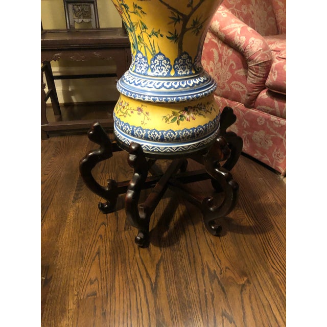 1960s 1940s Glazed Ceramic Huge Chinese Lamp For Sale - Image 5 of 12