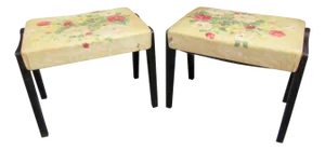 Mid 20th Century Pair of Vintage Floral Ottomans - 2 Pieces