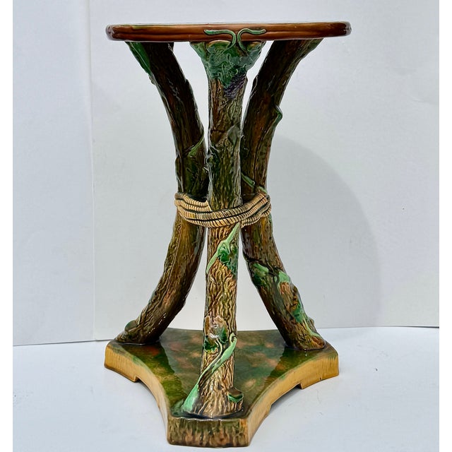 Late 19th Century George Jones Majolica Faux Bois Drinks Table or Garden Seat, England Circa 1878 For Sale - Image 5 of 17