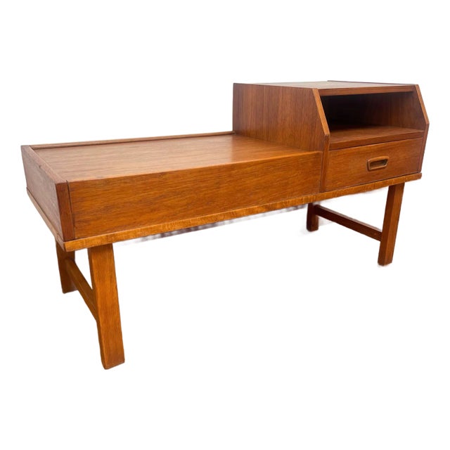 The Gossip Table/Telephone Bench a Danish Vintage 1970s Mid-Century Modern For Sale