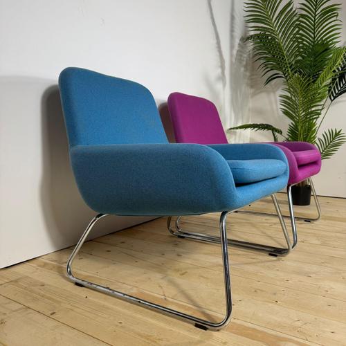 Mid-Century Wool Armchairs with Metal Legs 1970s, Set of 2 For Sale - Image 6 of 8