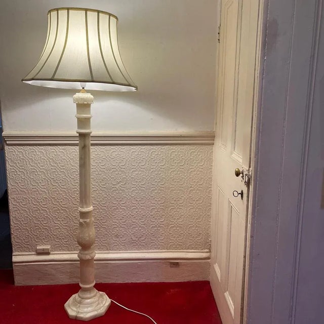 Mid-Century Alabaster Carved Floor Lamp, 1970s For Sale - Image 4 of 9