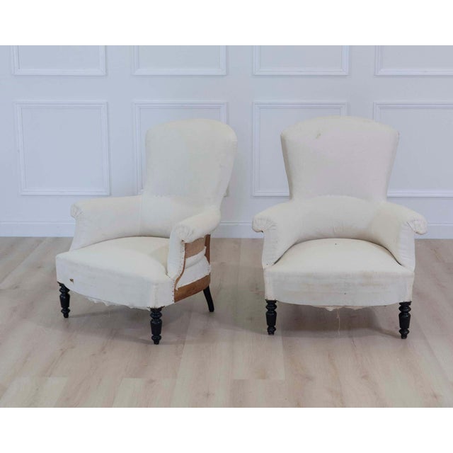 Pair of 19th Century Napoleon III High Back Armchairs, Ready to Upholster For Sale In Atlanta - Image 6 of 14