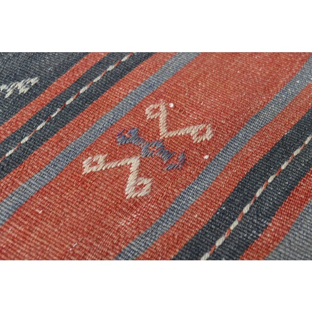 Red 1970s Turkish Oushak Handmade Wool Cotton Red Runner Rug For Sale - Image 8 of 11
