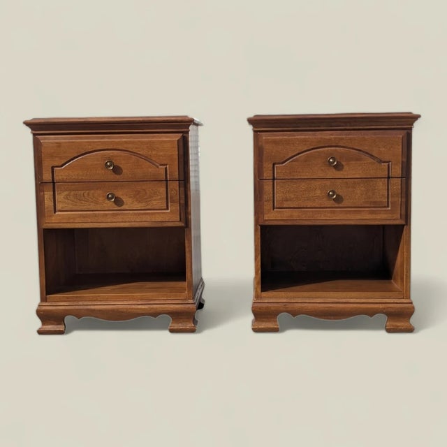 Brass Vintage l.a. Period Furniture Wood Nightstands, Pair, 1960s For Sale - Image 8 of 10