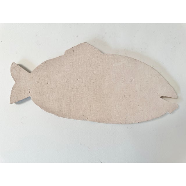 Mid 20th Century Handmade Coastal Ceramic Fish Wall Plaque | Blue & White Textured Pottery Sculpture For Sale In San Francisco - Image 6 of 9