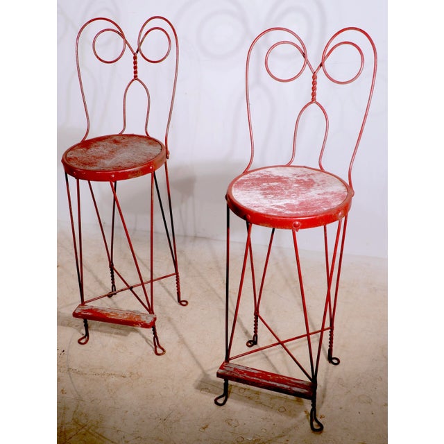 Pr. Vintage Wrought Iron Ice Cream Parlor Bar Height Stools Chairish