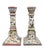 Bordallo Pinheiro Pair of Hand-Painted Portuguese Faience Candlesticks by C. Melo With Birds, Dog, Castle & Deer – Folk Art / European Traditional For Sale - Image 4 of 18