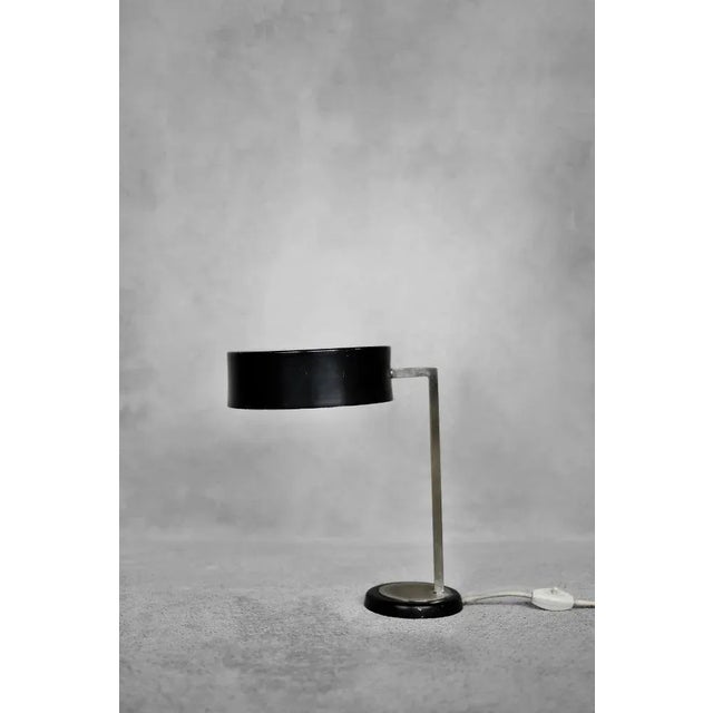Metal Mid-Century German Modern Minimalist Black Metal Desk Lamp, 1960s For Sale - Image 7 of 10
