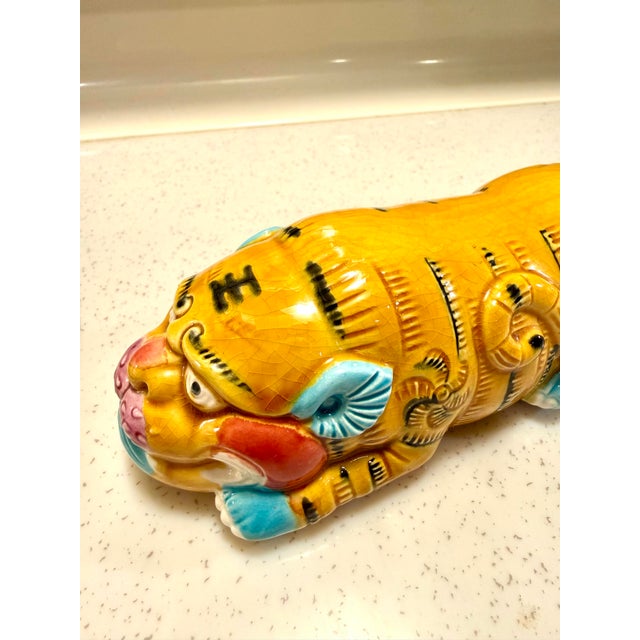 Late 20th Century T’ang Tri Color Ceramic Tiger For Sale - Image 4 of 7