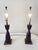 Late 20th Century Mid-Century Modern Design Pair of Hourglass “Turned” Shaped Two-Toned Dark Vintage Lamps Excellent Condition For Sale - Image 5 of 12