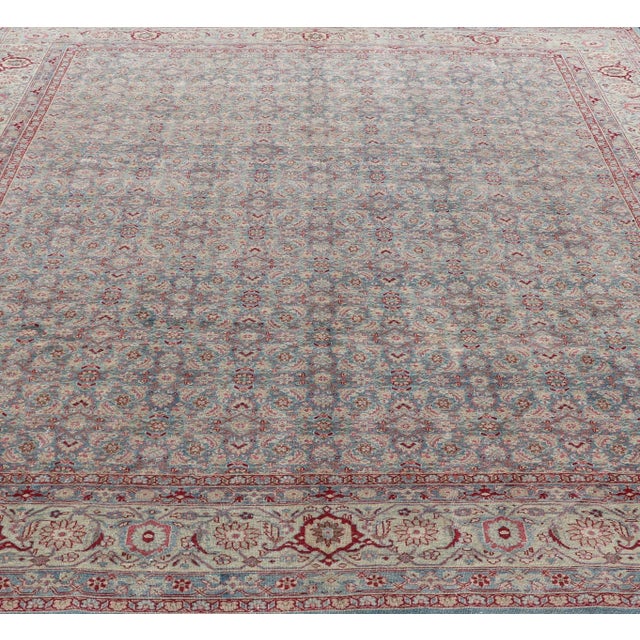 Early 20th Century Antique Persian Tabriz Rug All-Over Floral Design 10'10 X 13'0 For Sale - Image 5 of 13