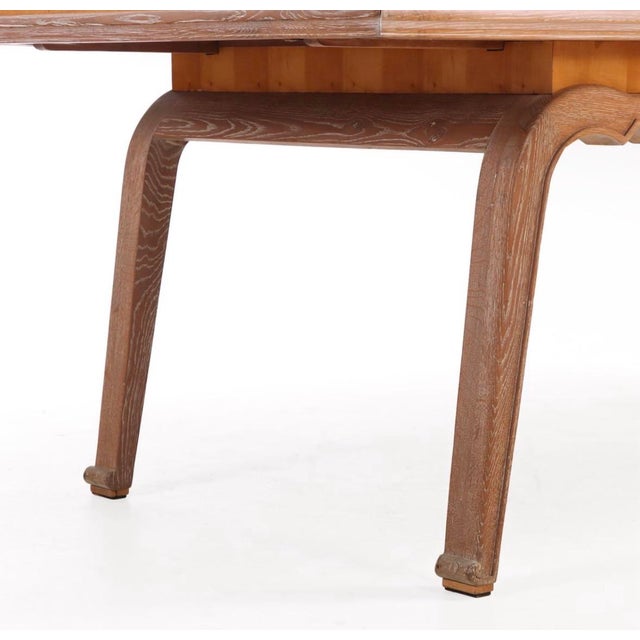 1930s French Art Deco Dining Table by Claude Olivier Meerson, 1937. Sycamore Top With Cerused Oak Base For Sale - Image 5 of 7