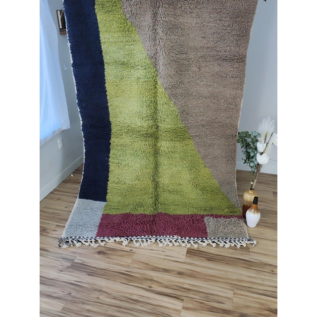 Contemporary Multicolor Color Block Wool Moroccan Rug For Sale - Image 4 of 11