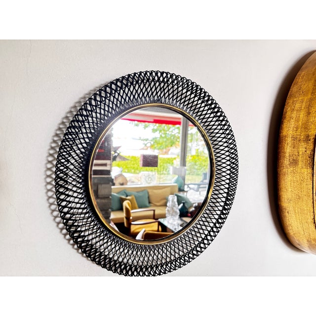 Vintage Expanded Metal Wall Mirror, Germany, 1950 For Sale - Image 6 of 7