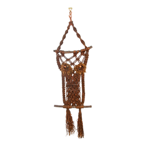 Mid Century Modern Macramé Owl American Artisan Hanging Original Wall Art Custom