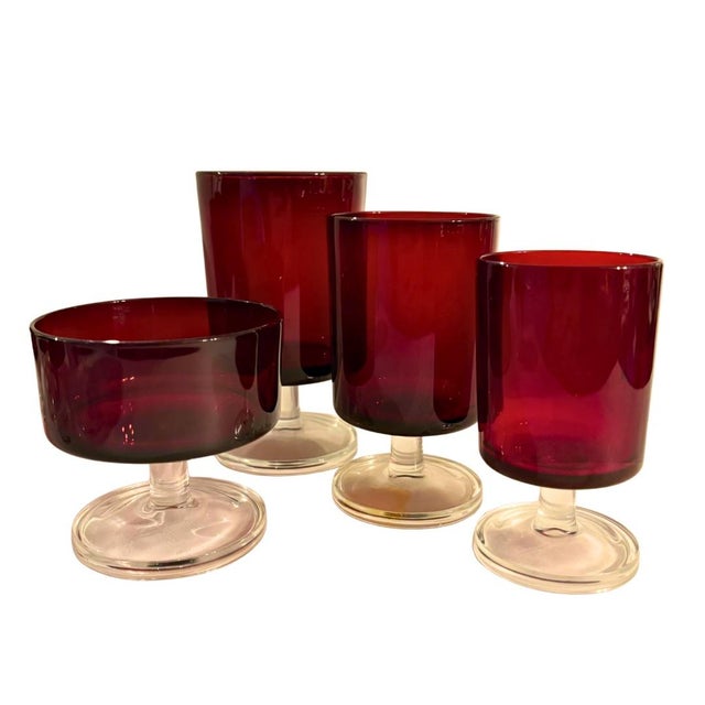 1970s Cavalier Ruby Set by Cristal D’Arques-Durand, 16 Pieces For Sale - Image 4 of 5