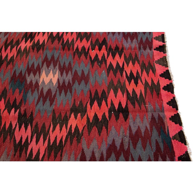 Mid-20th Century Turkish Kilim Peach Handmade Tribal Wool Rug For Sale In New York - Image 6 of 10