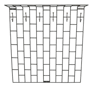 Large Hand-Forged Wrought Iron and Brass Wall Coat Rack, France, 1960s