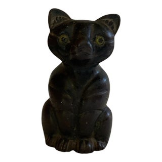 Antique Hubley or Albany Cast Iron 7" Sitting Cat Doorstop Made in Usa 1920s-1930s For Sale
