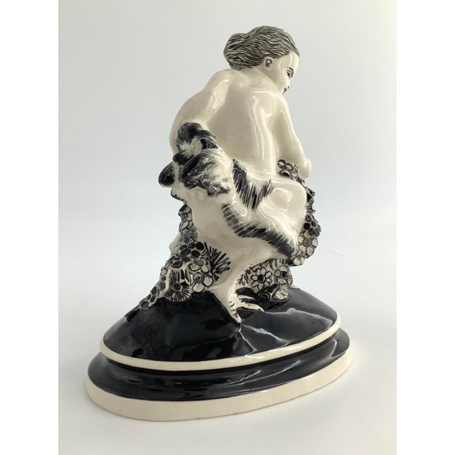 Cream Rare Antique Wiener Werkstatte Putto Riding Rooster Figurine, C1910, Art Nouveau Vienna For Sale - Image 8 of 9