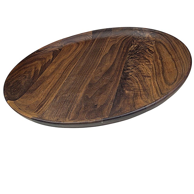 Wood Andrew Pearce Hand Crafted Black Walnut Round Serving Platter For Sale - Image 7 of 11