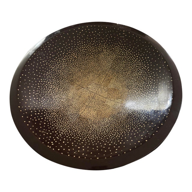 VTG Signed Large Bowl Handmade Black Lacquer Lacquerware 17.5 in Rare For Sale