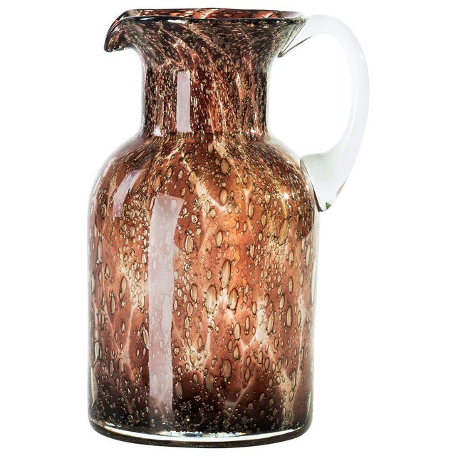 Vintage Bubble Glass Pitcher with Amber Accents, Italy, 1970s For Sale - Image 6 of 6