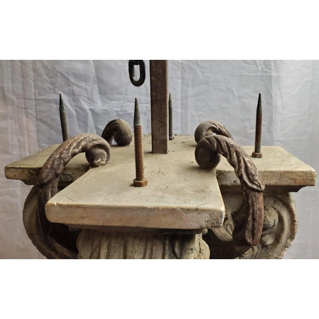 Mid Century Hanging Iron & Composite Pendant For Sale - Image 4 of 13