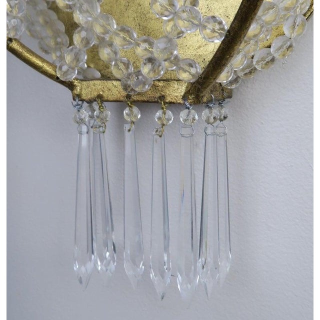 Pair of French Bronze and Rock Crystal 2-Light Sconces For Sale In Los Angeles - Image 6 of 13