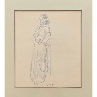 Benjamin II Vautier, Lady in Tunic, Graphite on Paper For Sale