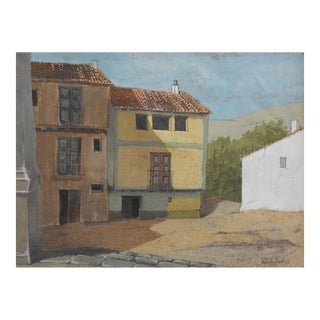 1967 Roberto Bort Spanish Village Painting For Sale