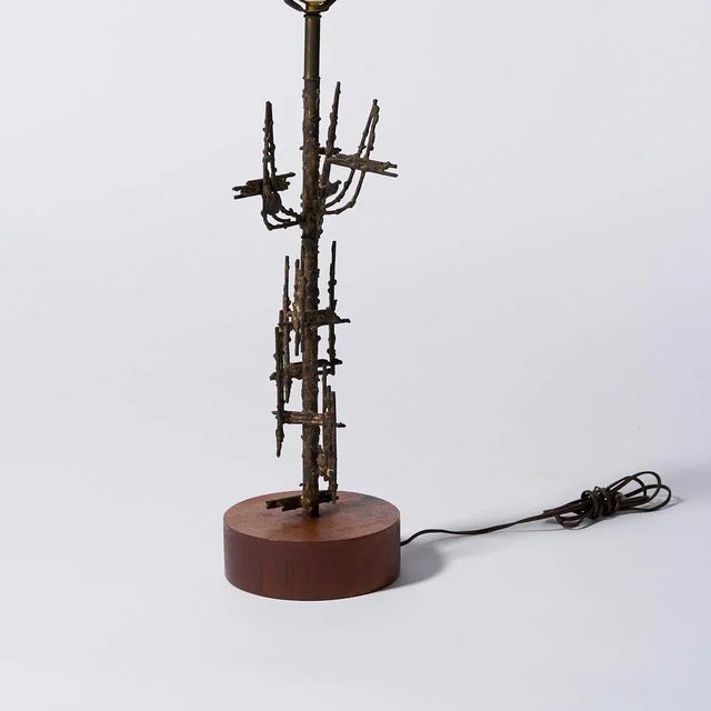 1950s Vintage Marcello Fantoni for Raymor Brutalist Welded Bronzed Metal Lamp For Sale - Image 5 of 5