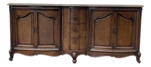 Louis XV Style Sideboard in Walnut and Marble