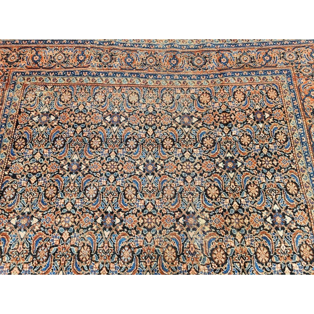 Antique Persian Tabriz Rug, Hand-Knotted Wool, Allover Herati Geometric Pattern, Ivory & Blue, 8x12 For Sale In Chicago - Image 6 of 12