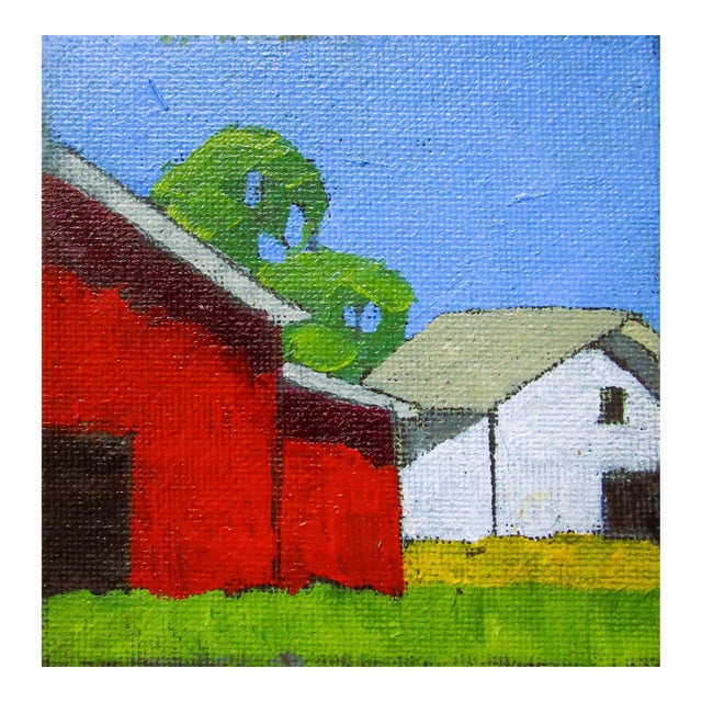 Miniature California Barns 4x4 Lynne French Farm Landscape O/C For Sale