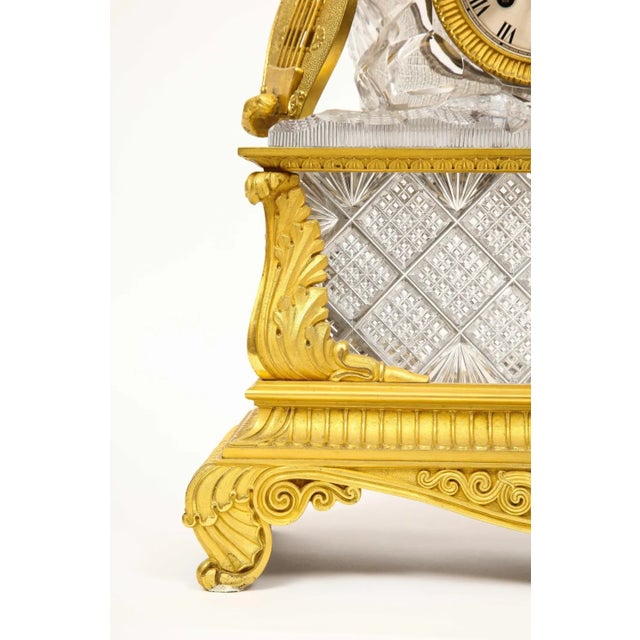 An Exquisite French Empire Ormolu and Cut-Crystal Clock, C. 1815 For Sale - Image 10 of 17