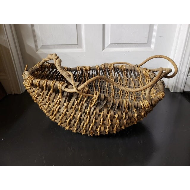 1970s 1970's Large Boho Chic Woven Reed, Grapevine and Rope Basket For Sale - Image 5 of 9
