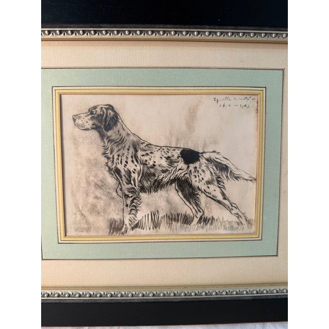 Antique, Original Sketch, English Setter, French 1903 For Sale - Image 4 of 5