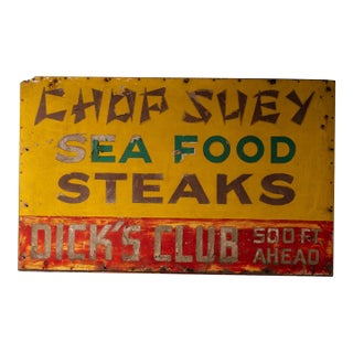 Vintage "Dick's Club" Painted Wood Sign For Sale