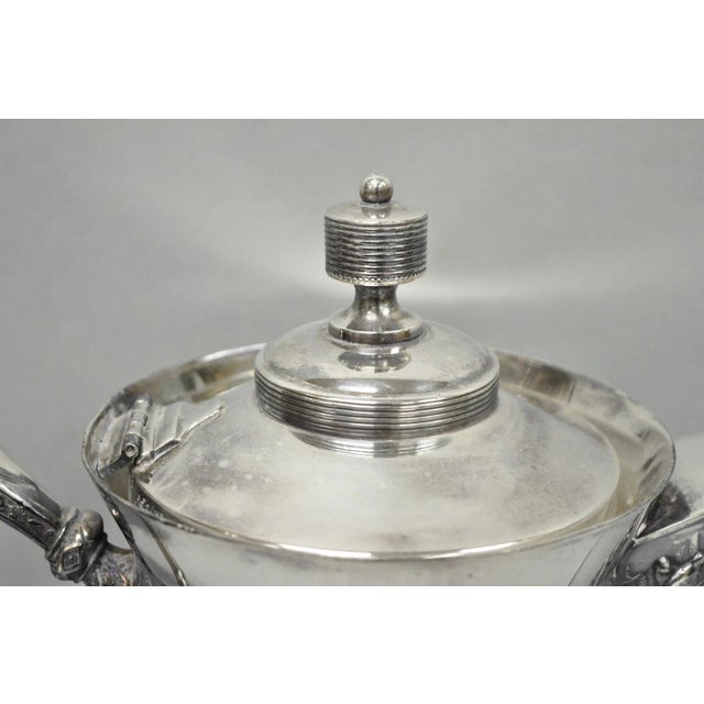 Late 19th Century Antique Meriden Victorian LRG Silver Plated Floral Etched Pitcher, Engraved 1892 For Sale - Image 5 of 18