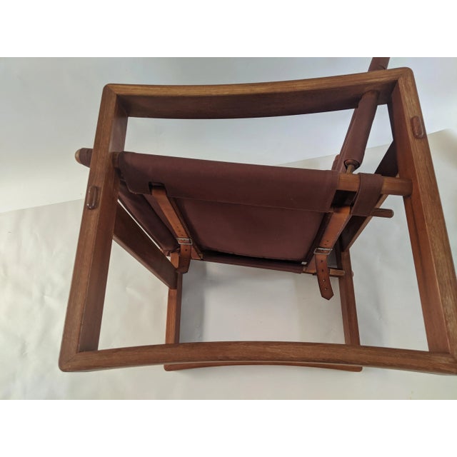 Wood 1960s Danish Modern Borge Jensen Safari Sling Armchair For Sale - Image 7 of 10