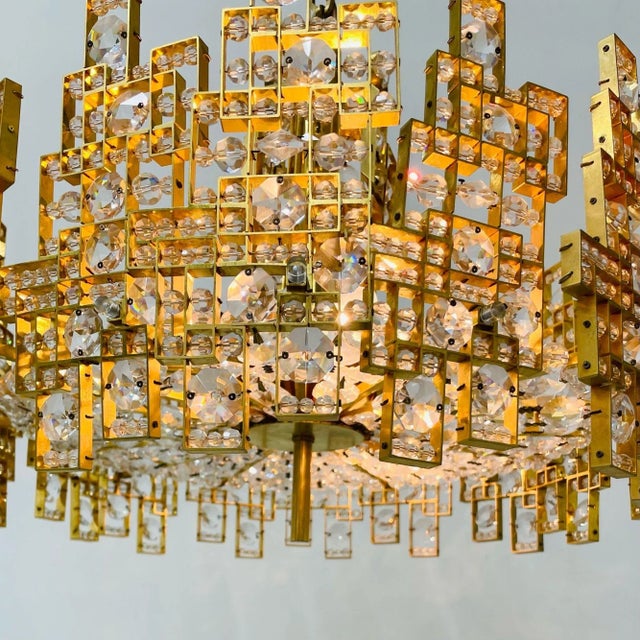 Goldenrod Italian Mid-Century Modern Chandelier / Pendant, Brass City by Gaetano Sciolari For Sale - Image 8 of 13