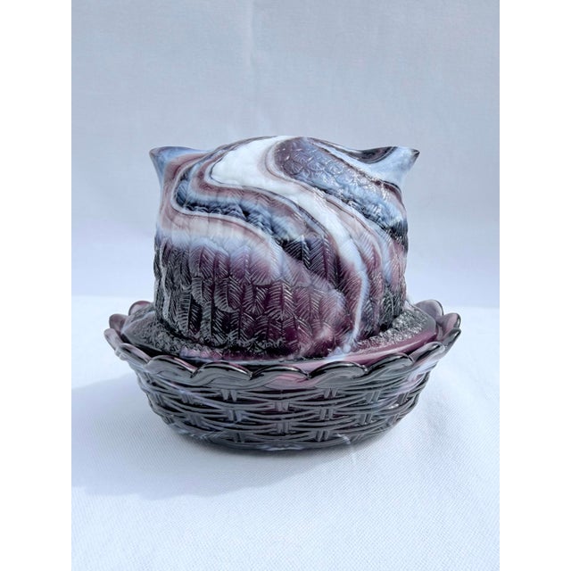 Westmorland Vintage Amethyst Slag Glass Owl on Nest Dish For Sale - Image 4 of 9