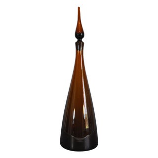 1950s 22" Blenko Amber Decanter For Sale