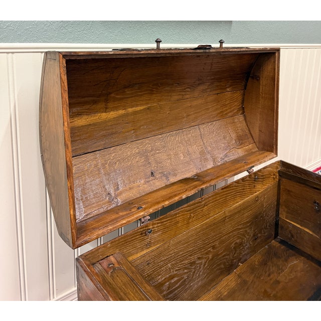 Antique Danish Dome Top Trunk Chest Blanket Box Storage Coffer Oak Mid 19th C For Sale - Image 13 of 18