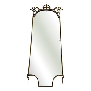 Mid-Century Italian Brass Wall Mirror, 1940s For Sale