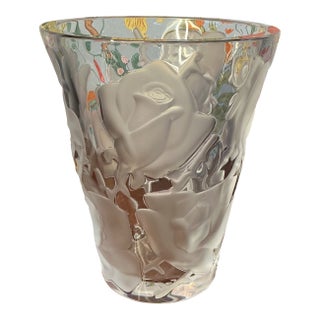 Mid 20th Century Lalique Ispahan Rose Vase For Sale