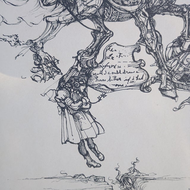 1970s Vintage Surreal Pen Ink Drawing Nightmare at the Palace by Julie Kahn Kuhn 1977 Limited Edition 108/300 For Sale - Image 5 of 9